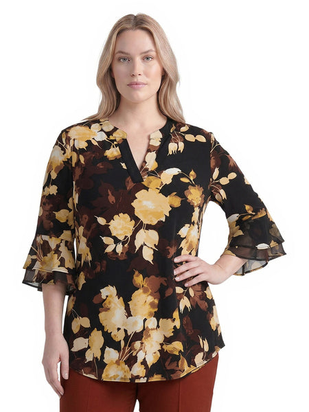 Plus Split Neck Top