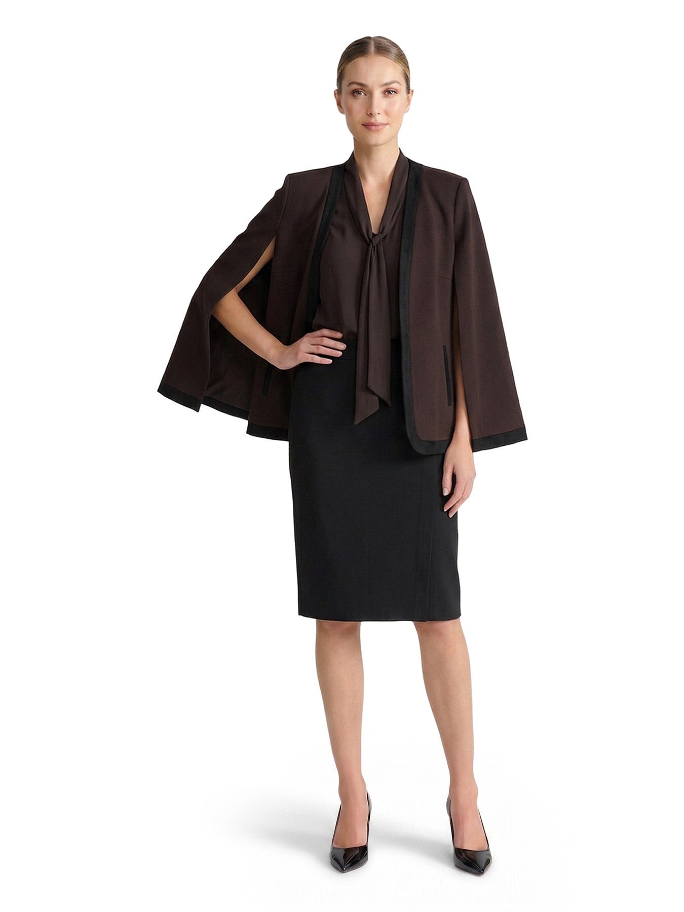 Mixed Media Open Front Cape