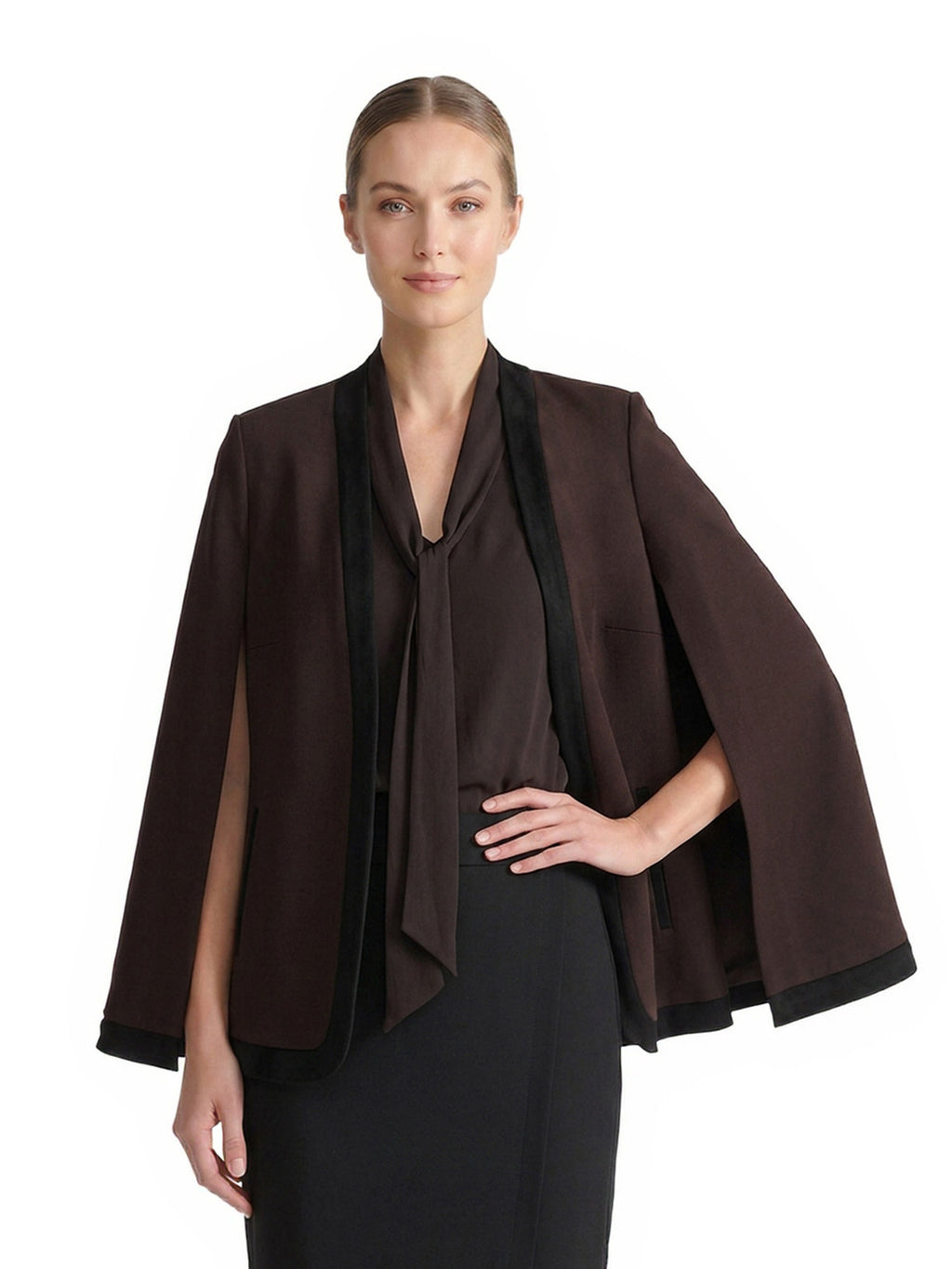 Mixed Media Open Front Cape
