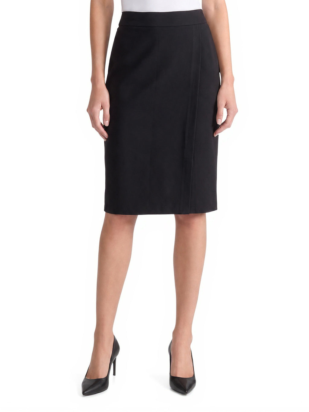 Pull On Faux Wrap Skirt