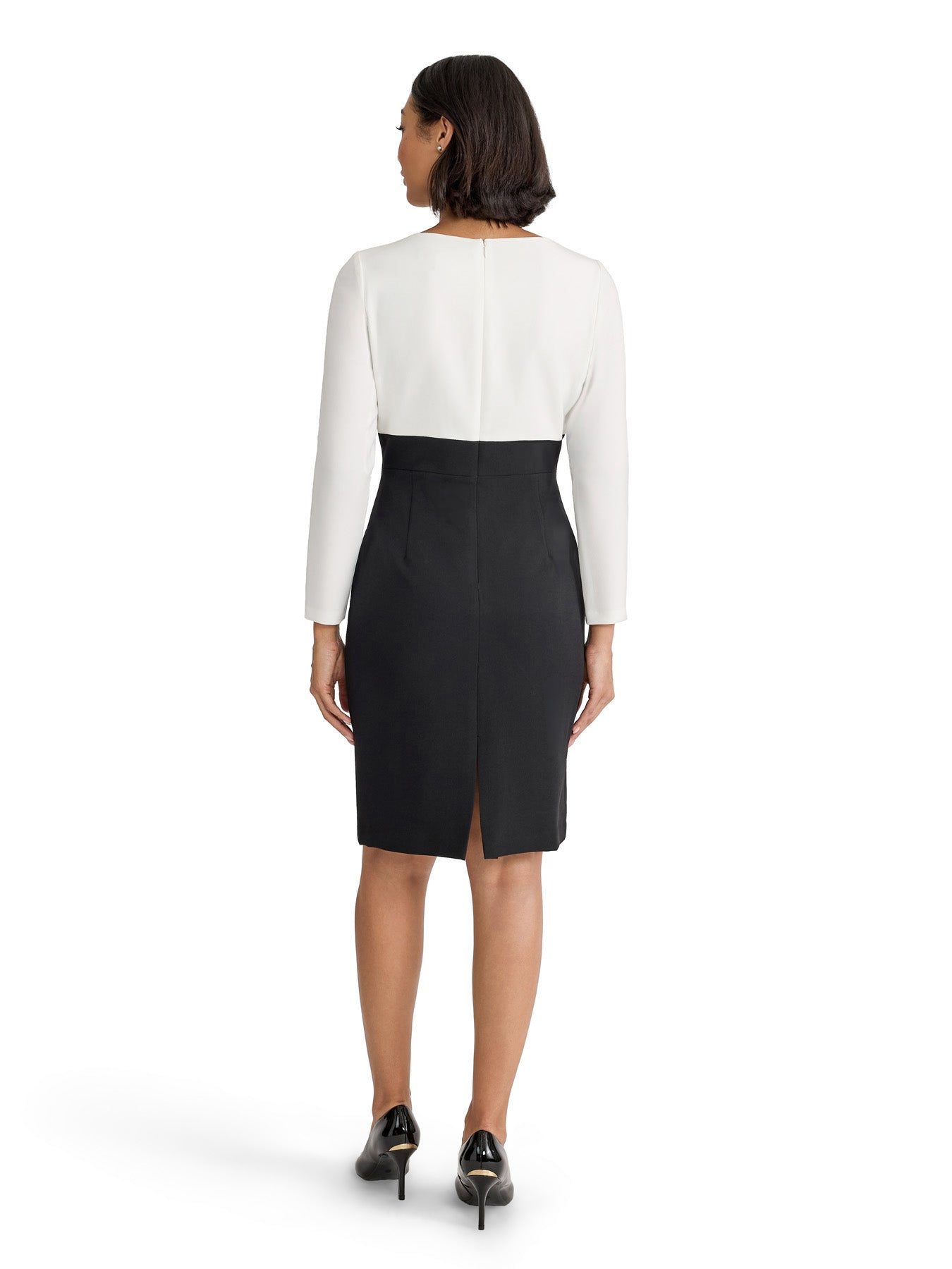 Two-Tone Twist Front Sheath Dress