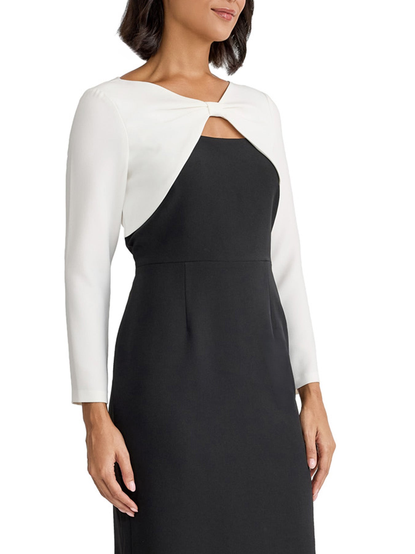 Two-Tone Twist Front Sheath Dress