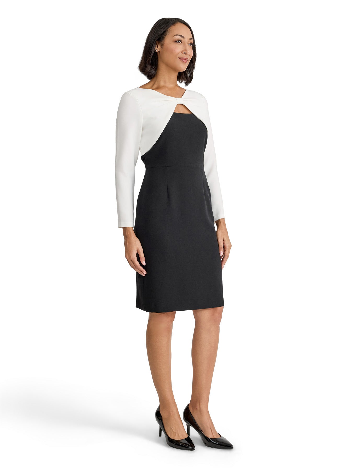 Two-Tone Twist Front Sheath Dress