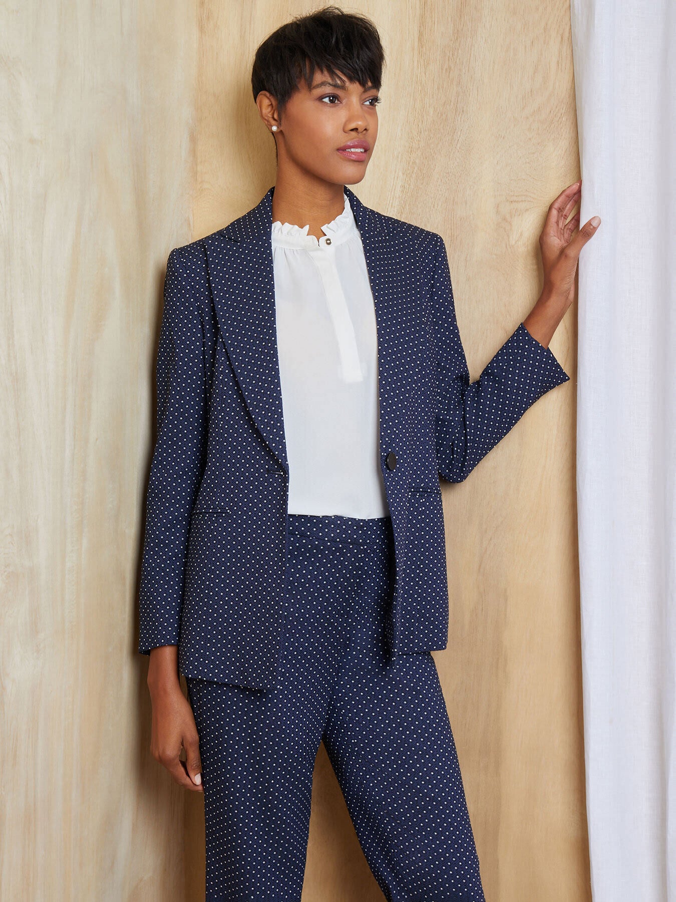 Jacquard Blazer Navy Blue Blazer Kasper