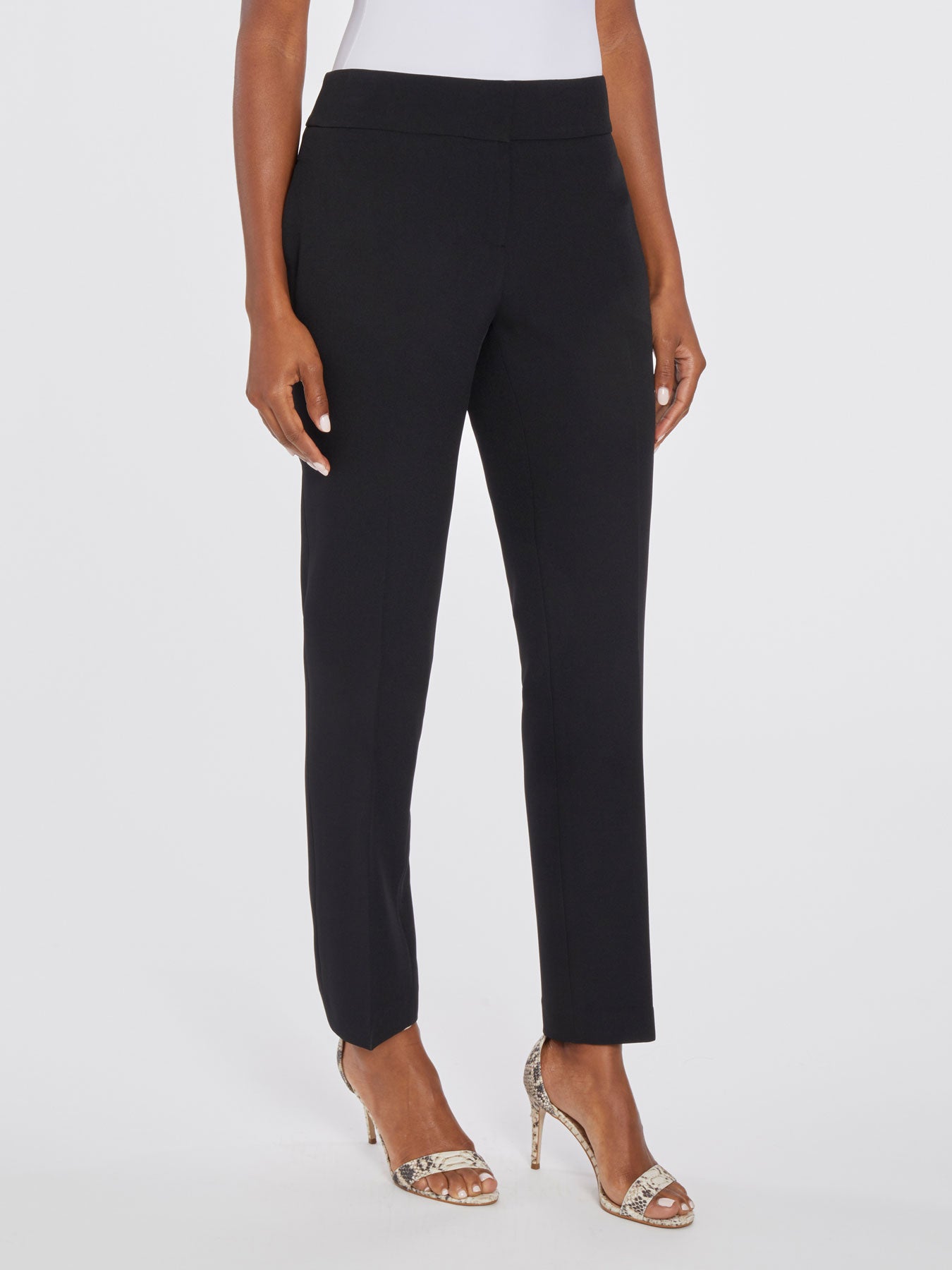 Kasper Petite Stretch Crepe Slim Leg Pants - Black - 2P Kasper Petite Stretch Crepe Slim Leg Pants - Black - 2P
