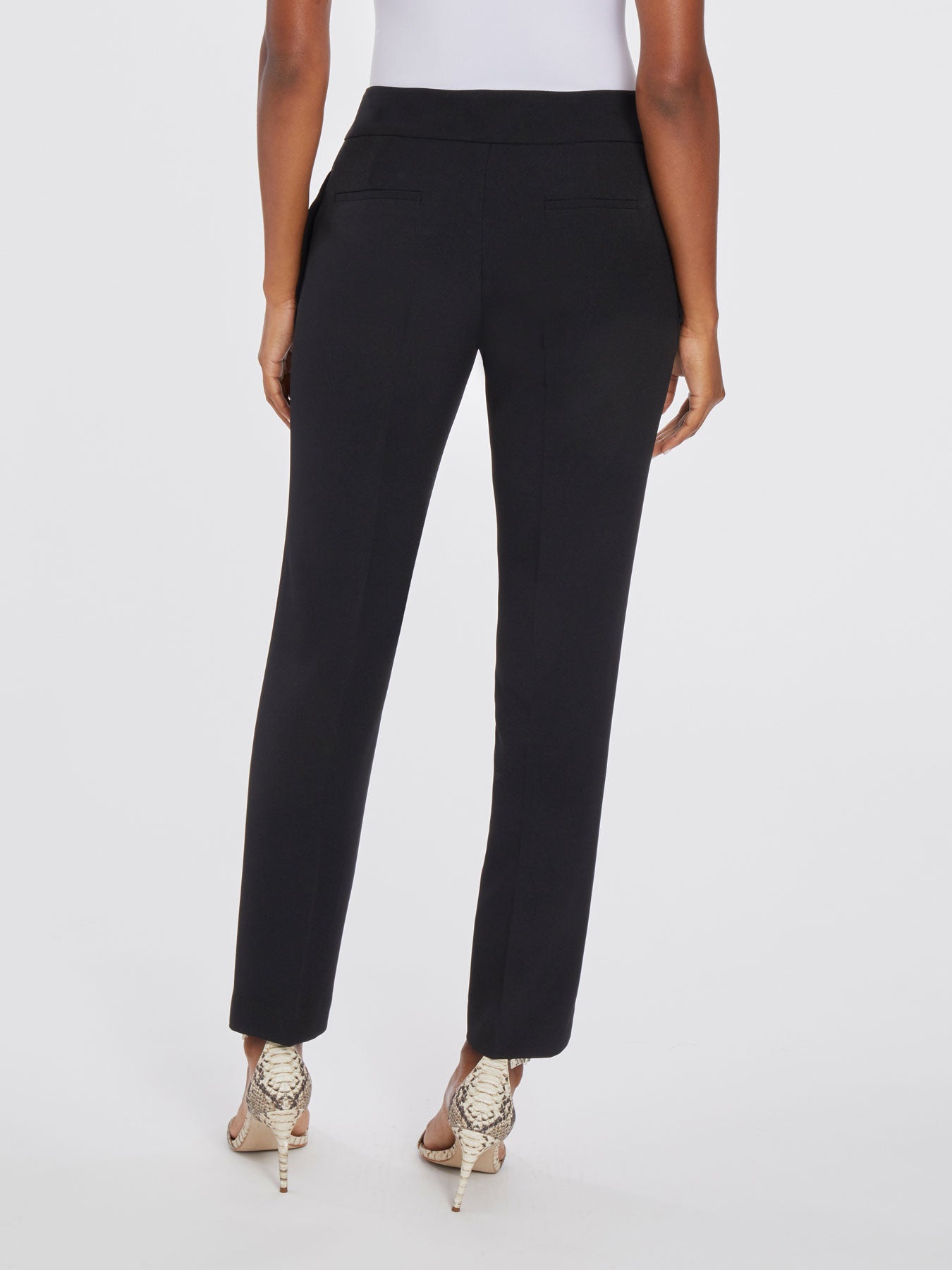 Petite Ava Straight Leg Pant, Stretch Crepe in Black