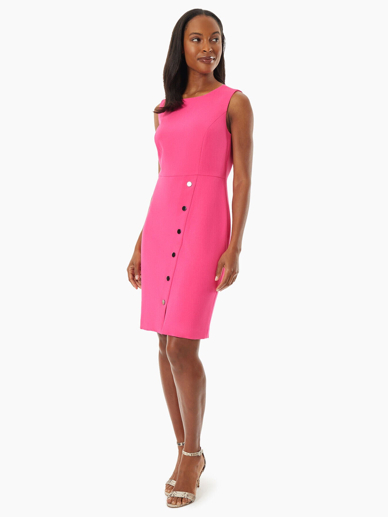 Pink Sleeveless Dress - Stretch Sheath Dress