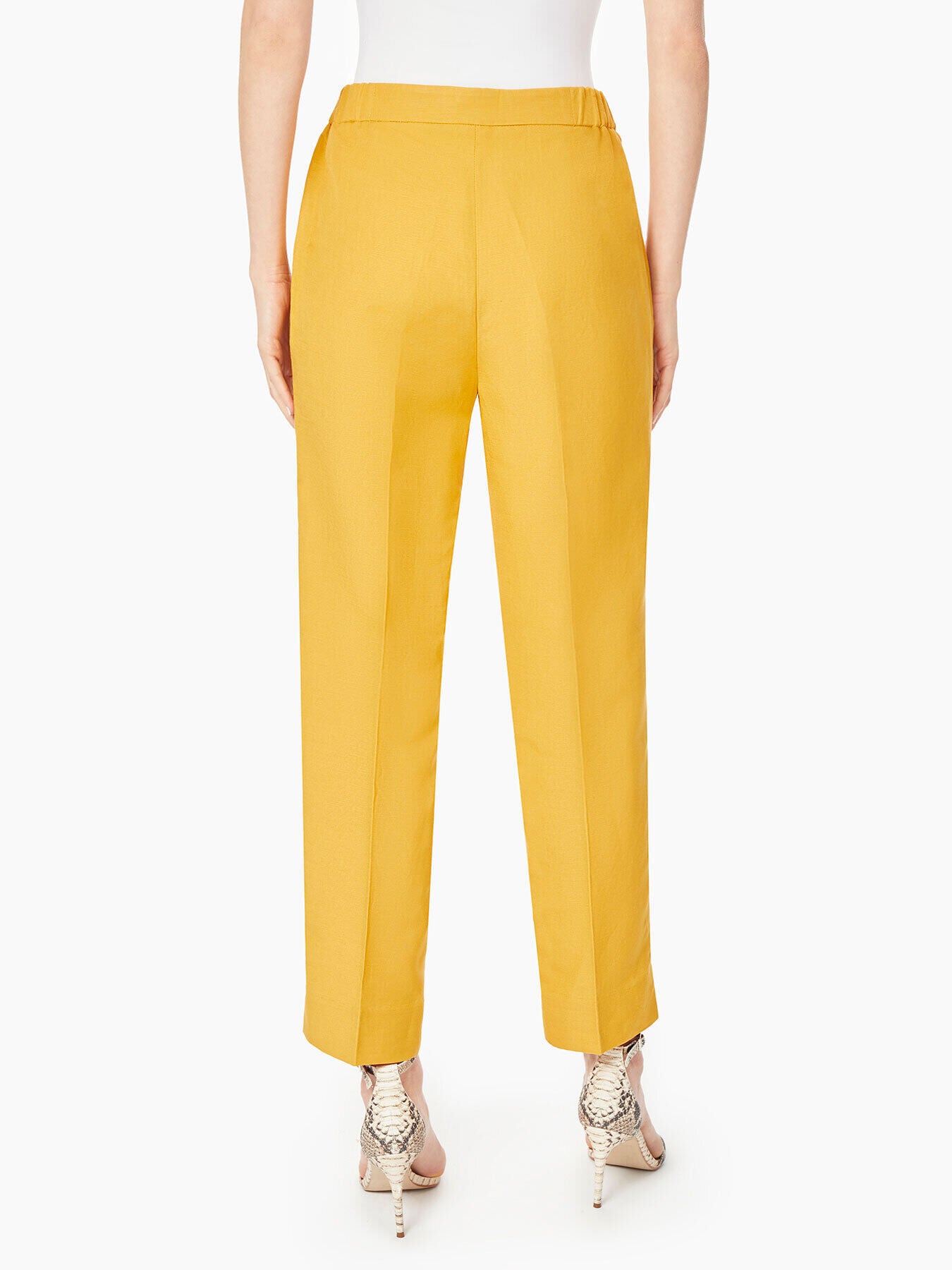 Yellow Pants - Elastic Waist Pants - Cream High Waist Wide Leg Pants